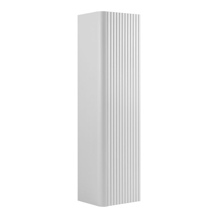 Colonne de salle de bain - 3XELIVING - Colonne sur pied 1 porte - Blanc - 4 étagères - Façades cannelées 3D Colonne de salle de bain - 3XELIVING - Colonne sur pied 1 porte - Blanc - 4 étagères - Façades cannelées 3D