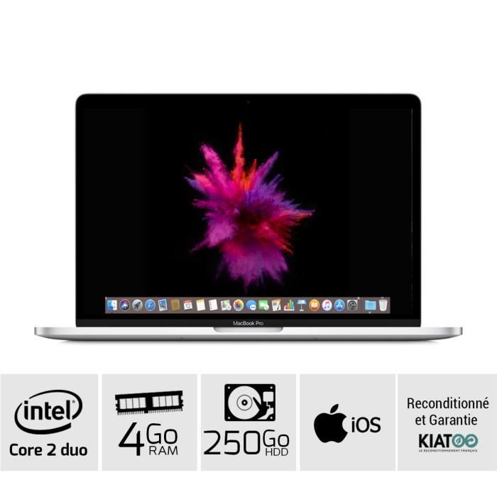 Top achat PC Portable APPLE MACBOOK PRO 13 Gris A1278 core 2 duo 4 go ram 250 go HDD disque dure clavier QWERTY pas cher