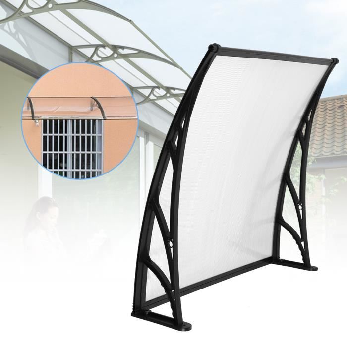 Porte auvent Couverture de protection de soleil pluie UV d'auvent de  fenêtre de porte extérieure(plaque transparent support noir) - Cdiscount  Bricolage