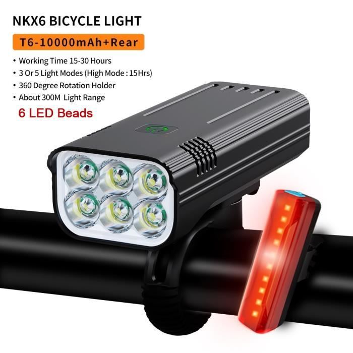 Lampe Vélo Avant + Klaxon 140 DB – 350 Lumens, USB Rechargeable, 5 Modes, Étanche IPX6 – Sécurité Nuit