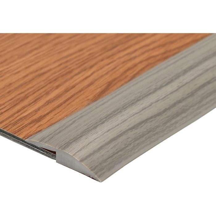 Bande De Transition De Sol Autocollante PVC - 1 M X 5 Cm, Grain De Bois Gris - Pour Sol Stratifié, Carrelage, Cache-fissure