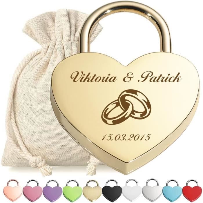 Cadenas Cœur Mini En Alliage Zinc - Avec Clé Et Gravure - Pour Valise, Journal, Cadeau Saint-Valentin