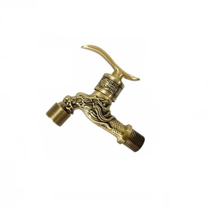 Robinet - DIOCHE - Dragon Sculpté - Laiton Antique - 2 Poignées