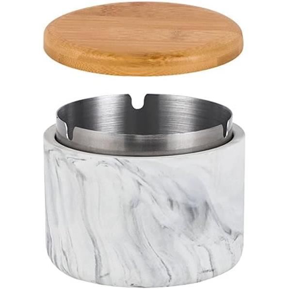 Cendrier Hexagonal Géométrique En Céramique Avec Couvercle - Design Coupe-Vent, Pour Intérieur/Extérieur, Couleur Blanc