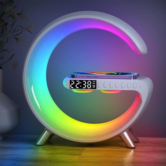 2023 Nouvelle Lampe De Table Intelligente, Lampe D'Ambiance Avec Chargeur  Sans Fil, Haut-Parleur Bluetooth (Blanc)[Z1] - Cdiscount Maison