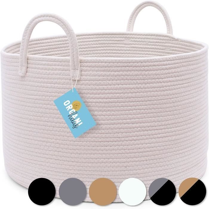 LA Jolie Muse Grand Panier Tissé en Corde de Coton de 40 cm avec