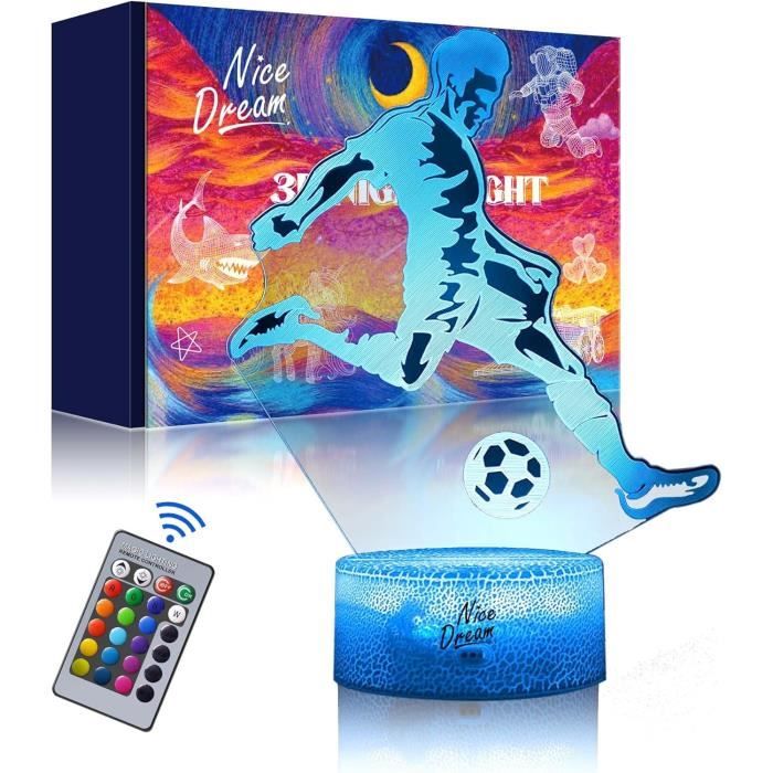 Veilleuse Marseille Enfant Lampe Football Olympique 3D LED 16 Couleurs - Cadeau OM Garçon