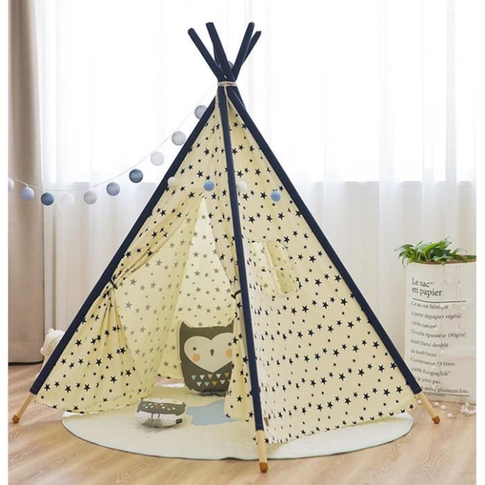 Tipi Enfant Interieur Exterieur Grande Tente De Jeu Fille Garcon Toile Teepee Chambre Avec 1 Fenetre 1 Pochette 1 Sac Portable Cdiscount Jeux Jouets