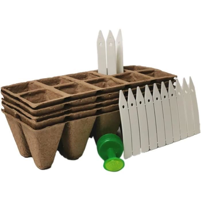 Kit De Pots De Culture Biodégradables 108 Cellules - Pour Semis, Sans Repiquage, Avec étiquettes Et Outils