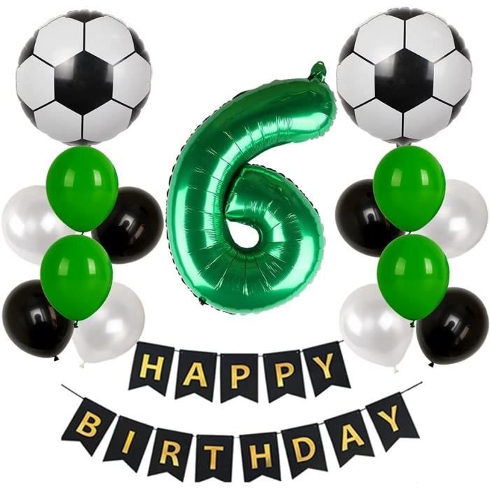 Kit Bougie Anniversaire Chiffre 10 Football - Bougie Verte Paillettes + Décorations Gâteau | 10 Ans Garçon