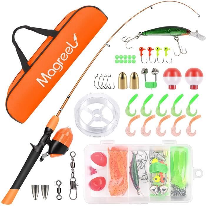 Canne à Pêche Portable Samfox Pour Enfants – Mini Canne Sur Glace, 2 Pièces, Avec Clip Pour Crevettes Et Crabes