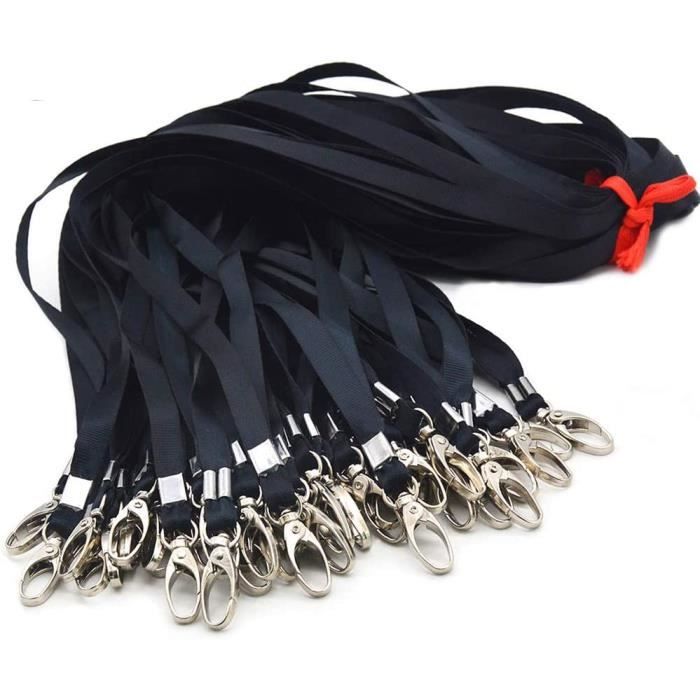 50 Cordons Tour De Cou - Lanières Porte-Badge Avec Crochet Pivotant - Polyester - Noir, Orange, Bleu - Pour Carte, Clés
