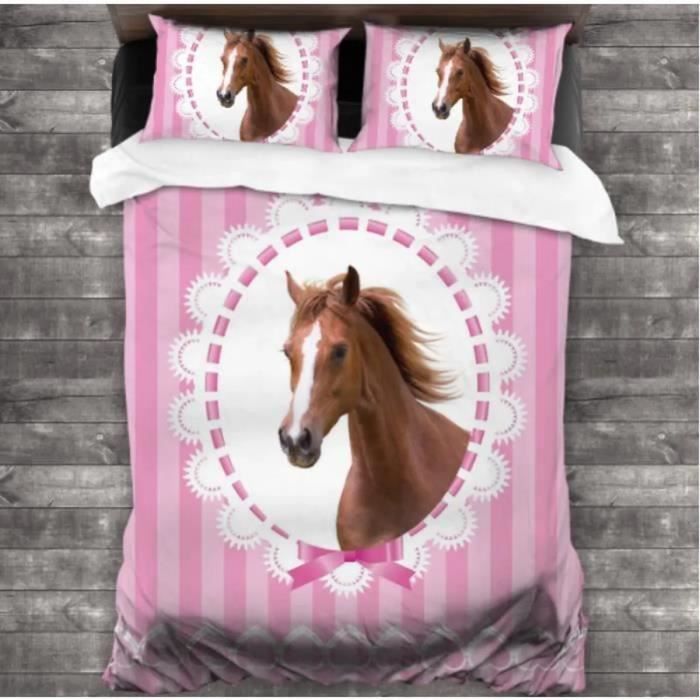 Parure De Lit 2 Personnes Housse De Couette 200x200 Cm+ 2 TO 65x65 Cm IMPRIMÉ LE