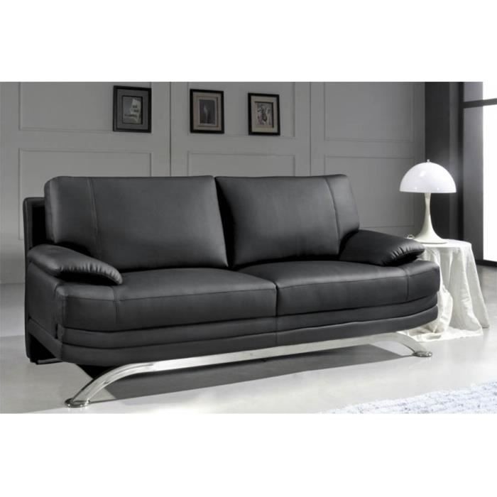 Canape Cuir Noir 2 Places Romeo Cdiscount Maison