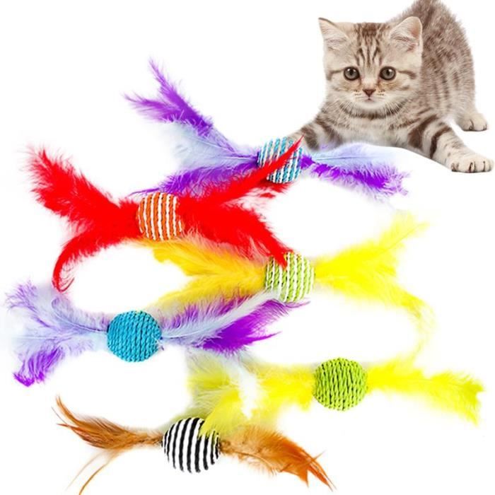 Boule De Corde Pour Chat 1 Piece Jouet Interactif A Double Extremite En Fausse Plume Pour Chaton Balle D Random Color Wl1959 Cdiscount