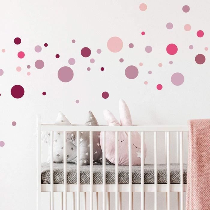 Stickers muraux enfants Decoration chambre bébé Stickers muraux enfant  Sticker mural 100 ronds roses Autocollant mural fille H30x - Cdiscount  Maison