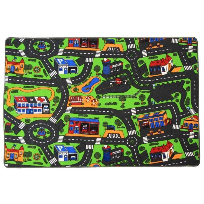 Tapis de Jeux Circuit 0,95m x 2,00m, Tapis de Jeu Enfant Tapis Circuit Voiture Tapis Sol
