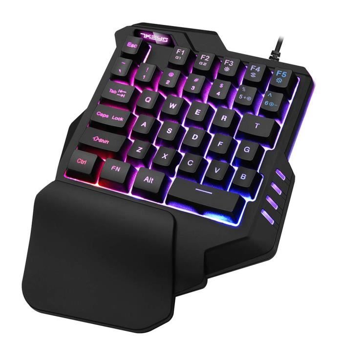 Clavier mécanique clavier de jeu à une main mini-clavier de jeu repose-mains à 35 touches Clavier de jeu RVB Contre-jour coloré
