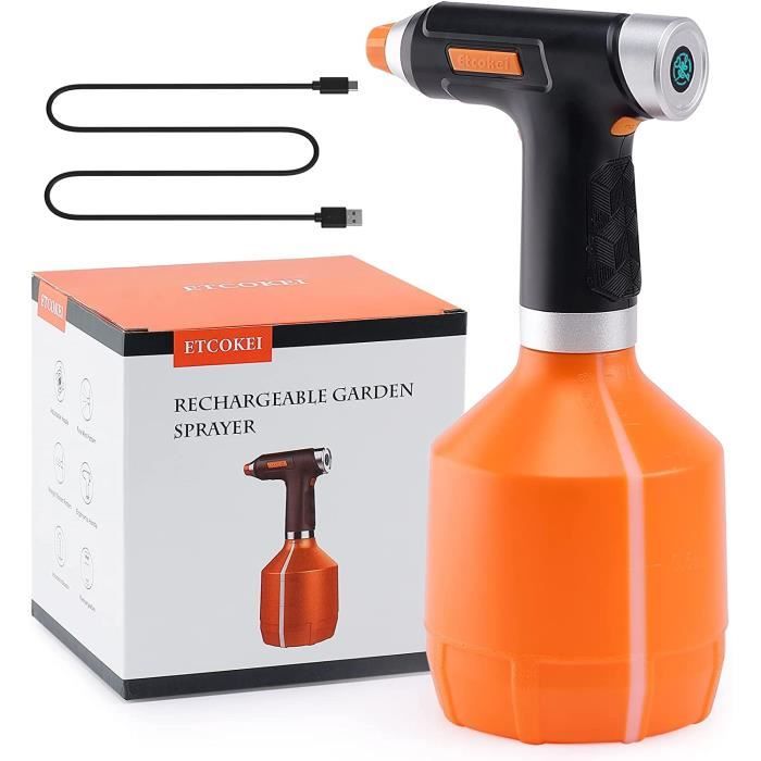 Brumisateur Électrique 0,9 L Rechargeable USB – Pour Plantes Intérieur/Extérieur – Buse Réglable – Gris/Noir - 9