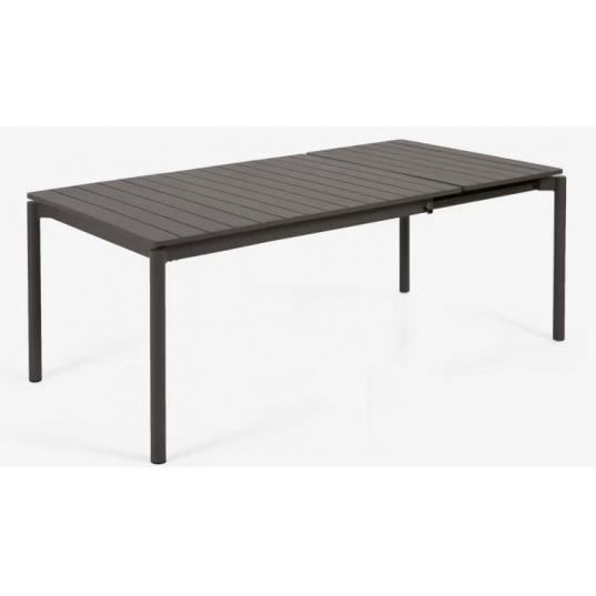 Table extérieure extensible Zaltana 140-200cm noire - LF SALON - Aluminium antirouille - Rallonge 60cm