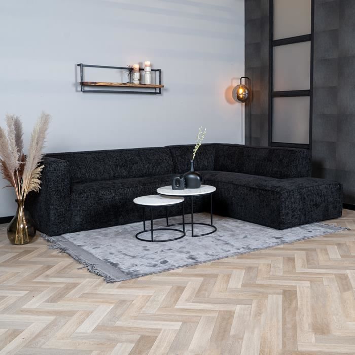 Canapé d'angle Noir Tissu Luxe Design