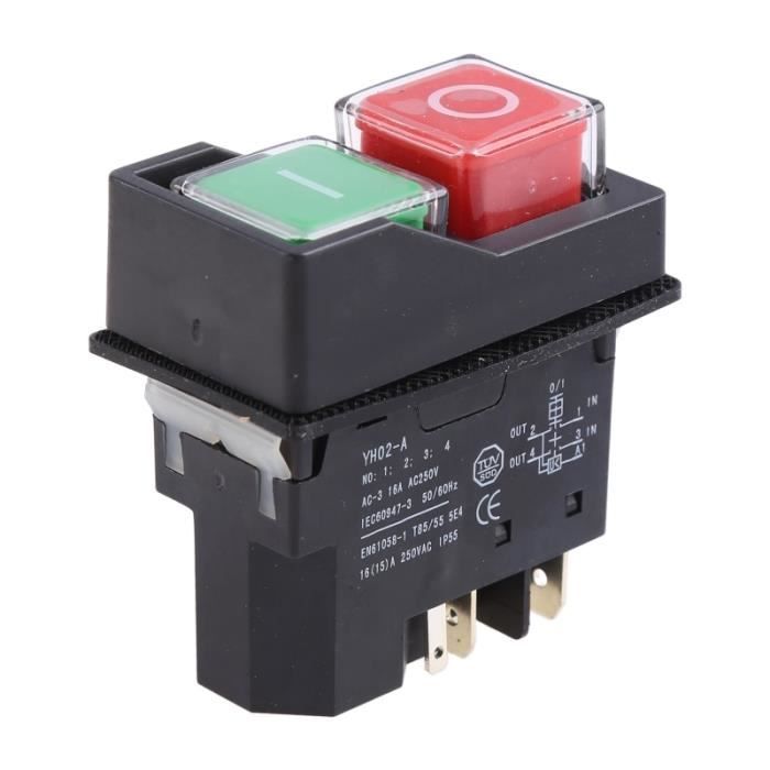 Ac 250v 6a Étanche Magnétique Interrupteur Électromagnétique Bouton-poussoir Machine Scie Cutter Foret On Off 90529244