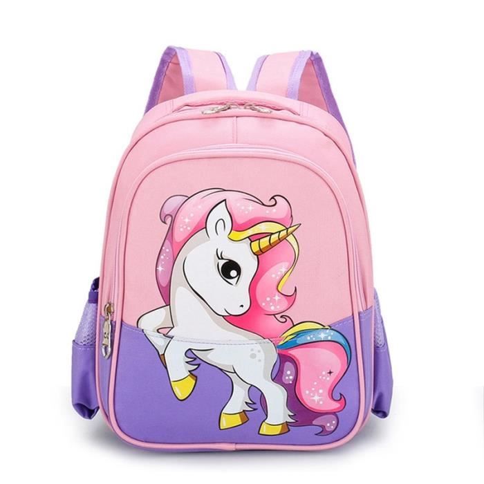 Violet Cartoon Unicorn Backpack Oxford Kid Travel Bag Child Girl