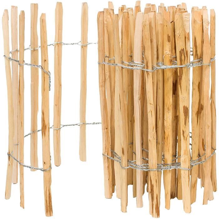 Clôture En Lattis De Noisetier - 5 M De Long - Hauteur 90 Cm - Double Tension Fil Galvanisé - Pour Jardin & étang