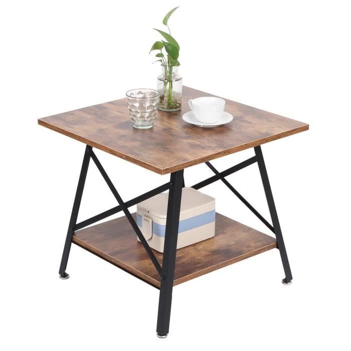 weiraishop - table d’appoint industrielle table basse/anguleuse 50x50x46cm bout de canapé salon chambre
