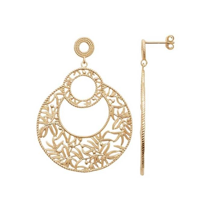 Boucles D'Oreilles Puces En Plaqué Or 18 Carats - Motif Rosace Ajourée - Tata Gisèle