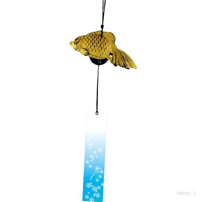 Cloche à vent carillon à vent japonais poisson rouge petit carillon à vent  carillon à vent en fonte pour porte extérieure jaune