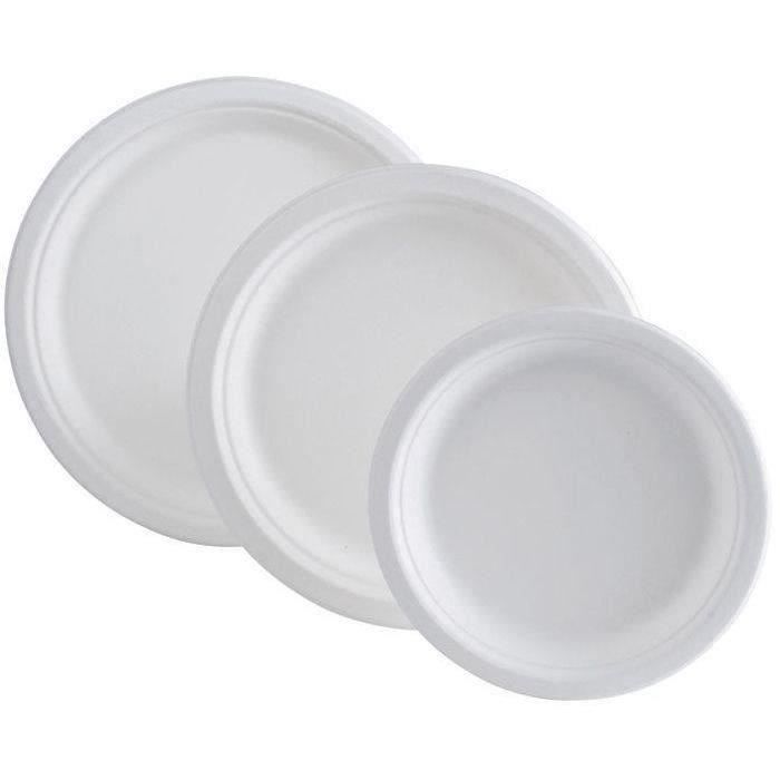 Lot de 50 Assiettes rondes Bagasse - 23 cm