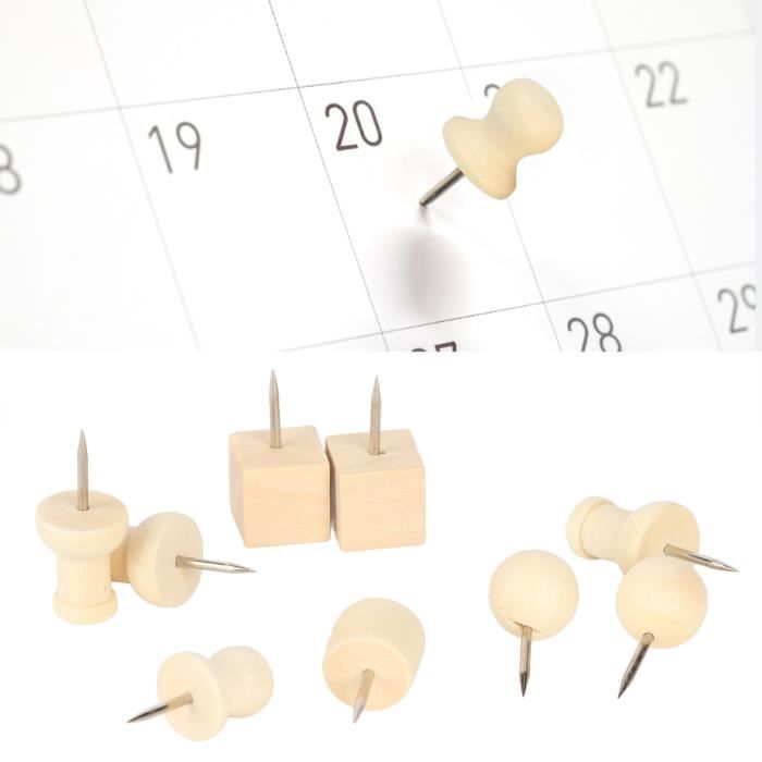 50 Pcs Clips Punaises En Bois Colorés - Pinces Avec Punaise Pour Tableau Liège Photos Et Notes