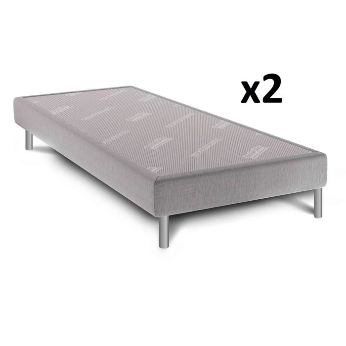 Sommier - DUNLOPILLO - Somnilat - A lattes - 2 x 90 x 200 cm - Gris perle