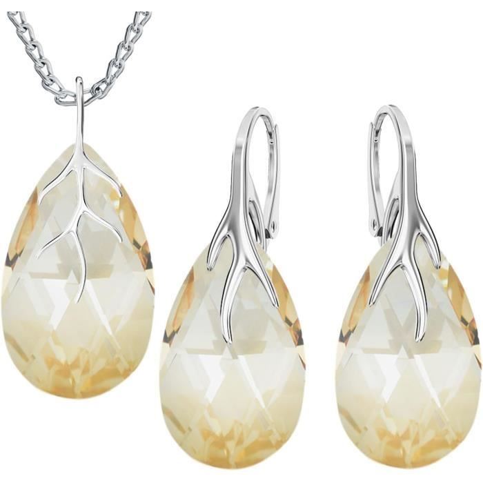 Parure Papillon Argent 925 - Collier & Boucles D'Oreilles Zircone - Bijou Élégant Pour Femme & Fille - Cadeau Romantique