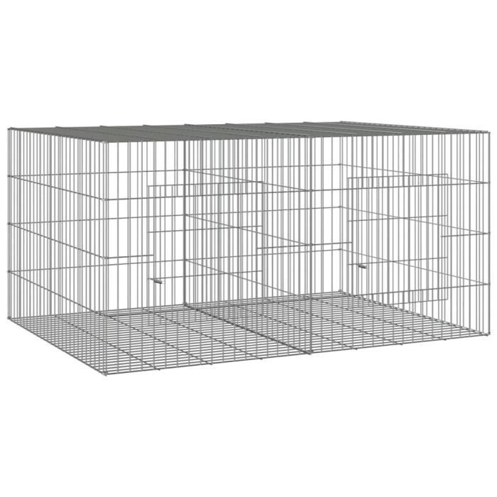 Comparer les prix de Cage à lapin - Viesurchoix - 110x79x54 cm - Fer galvanisé - Argenté - Extérieur
