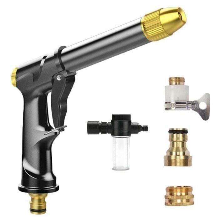 Pistolet D'arrosage De Jardin Métal, Pistolet à Eau Haute Pression, 9 Modèles Réglables, Pour L
