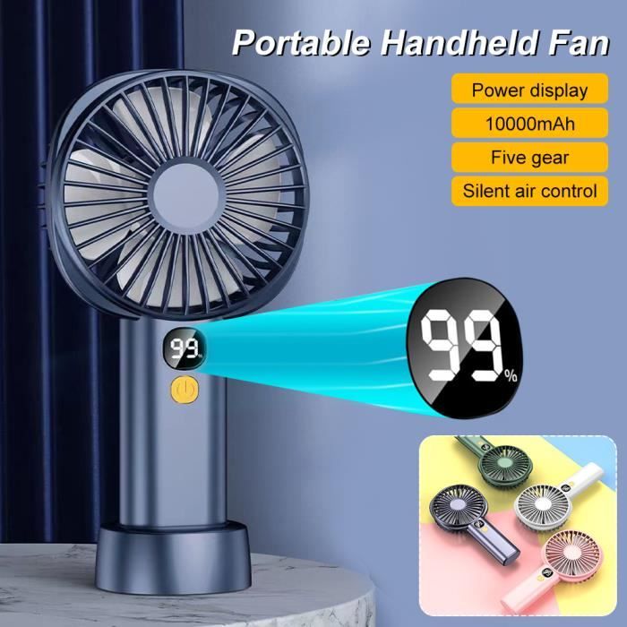 Mini Handheld Fan Ventilateur Portable Silencieux Rechargeable 5 Vitesses 4-10 Heures Dutilisation Ventilateur de - Hellove
