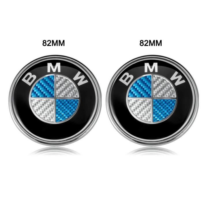 Emblème du Capot ou du Hayon 82mm+82mm, Voitures Modifiées Remplacement du Logo pour BMW Fibre de Carbone bleu et Blanc