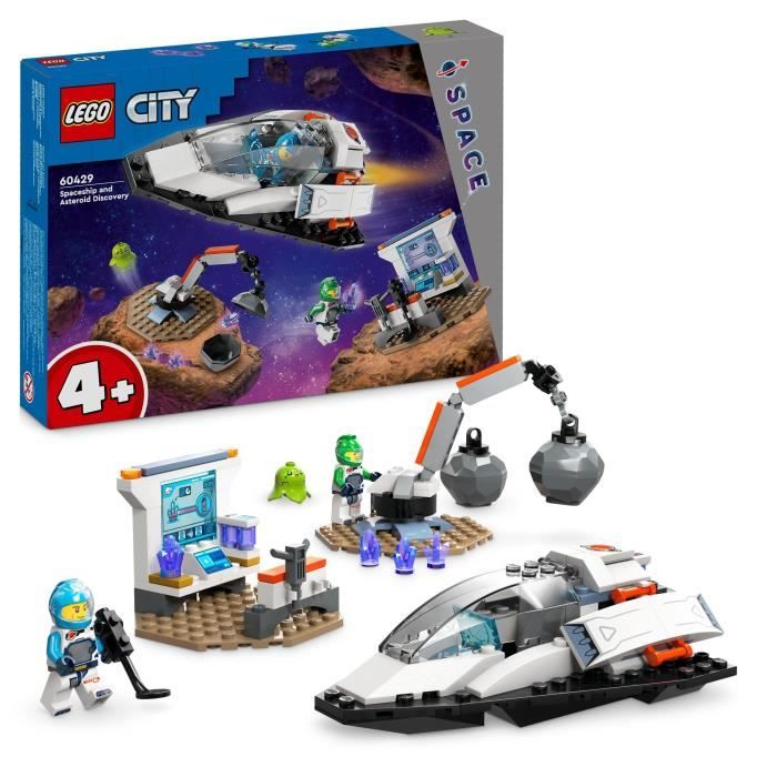 lego® 60429 city le vaisseau et la découverte de l’astéroïde, jouet avec 2 minifigurines d'astronautes et figurine alien