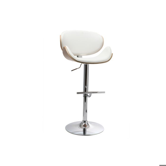 Miliboo - Tabouret de bar design blanc et bois clair WALNUT