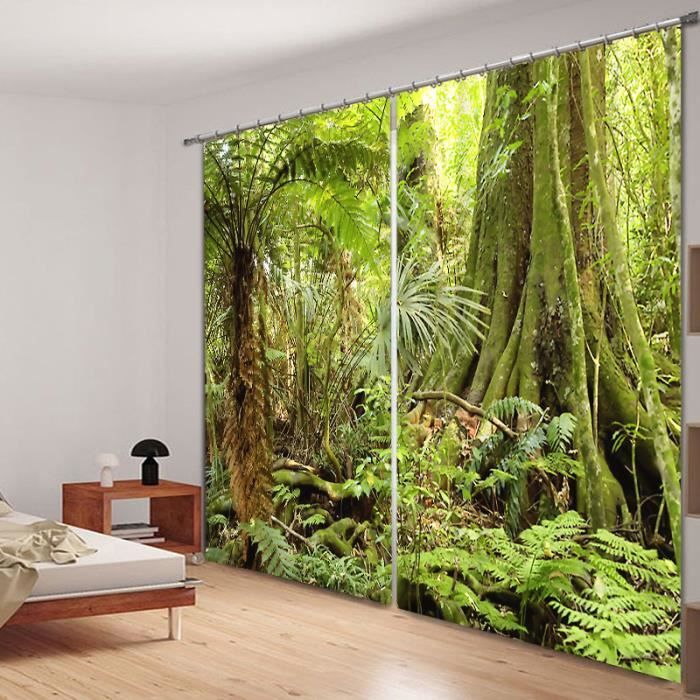 Rideaux Forêt verte 3D effect l'ombrage 118"W*106"L(300*270cm