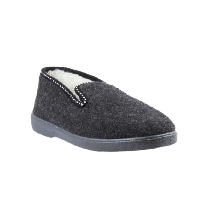 Chaussons Fourres Type Charentaise Noir Gris Homme Noir Noir Achat Vente Chausson Pantoufle Cdiscount