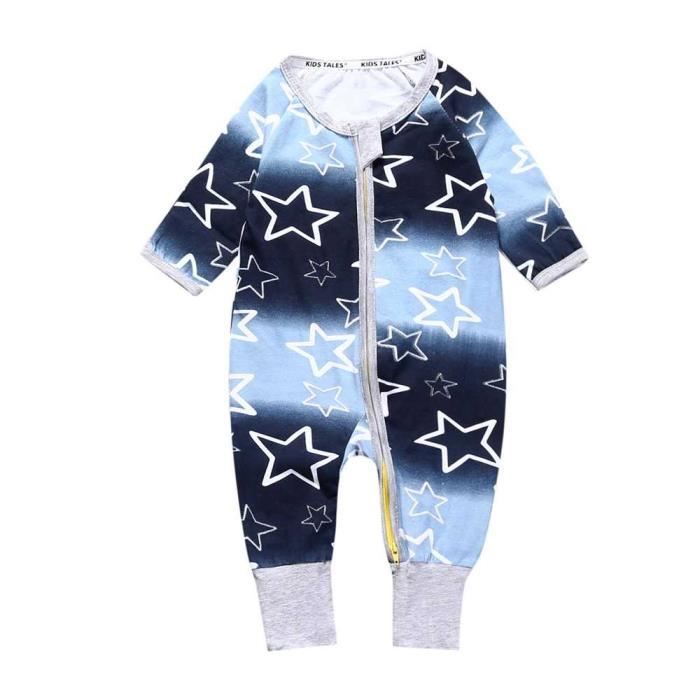 Pyjama Bebe Sport Elasticite Garcon Fille Unisexe Grenouillere Etoile Bleu Combinaison Barboteuse Nouveau 62 Cdiscount