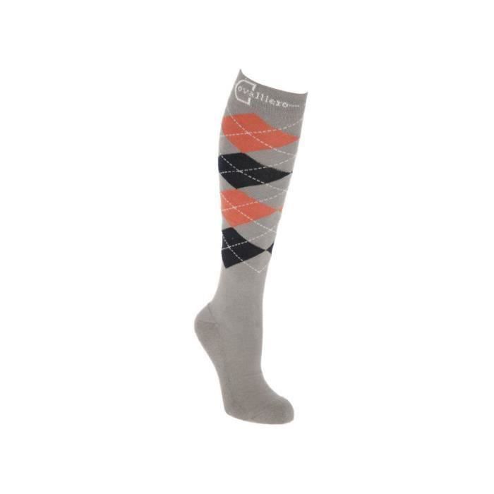covalliero chaussettes d'équitation karo - gris / orange
