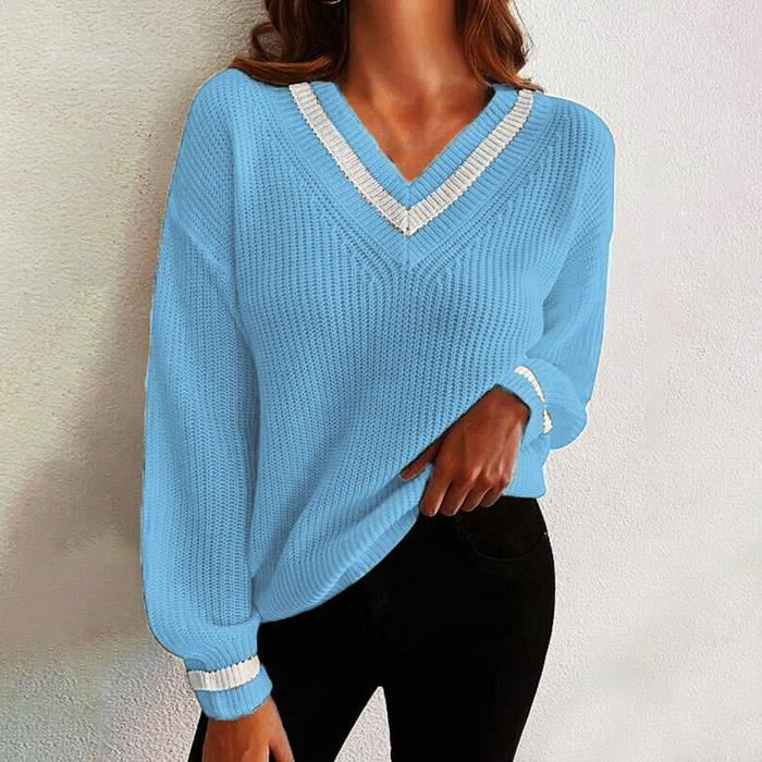Pull Femme élégant à Manches Longues Hotouch - Col Rond - Tissu Tricoté Doux - Automne/Hiver - Couleur Unie