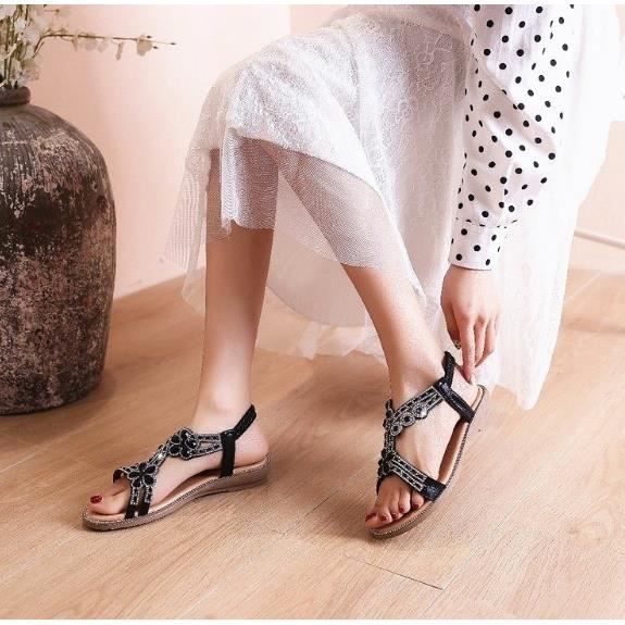 Bohême Floral plage sandales Wedge plate-forme ton... - Grandado
