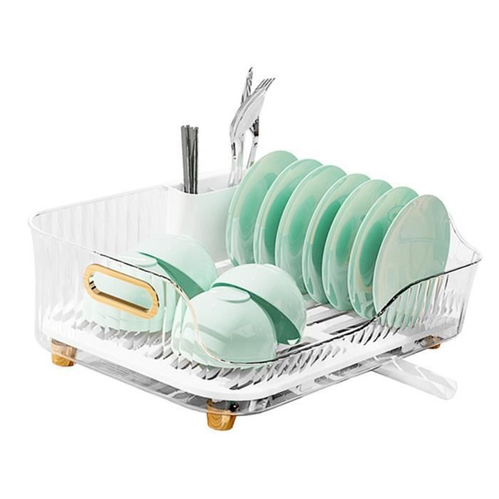 Mxzzand grand égouttoir à vaisselle Égouttoir à vaisselle en plastique, visualisation des table lutrin Blanc transparent