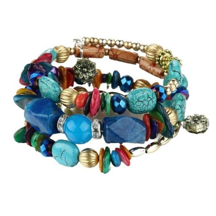 Telooco 6 Pièces Bracelets En Perles Pour Hommes Vintage Élastiques Bracelet De Bois 19 Cm Multicouches Détachables Bracelet Gothique Réglable Pour Femmes Et Hommes Cadeau (Brun Clair