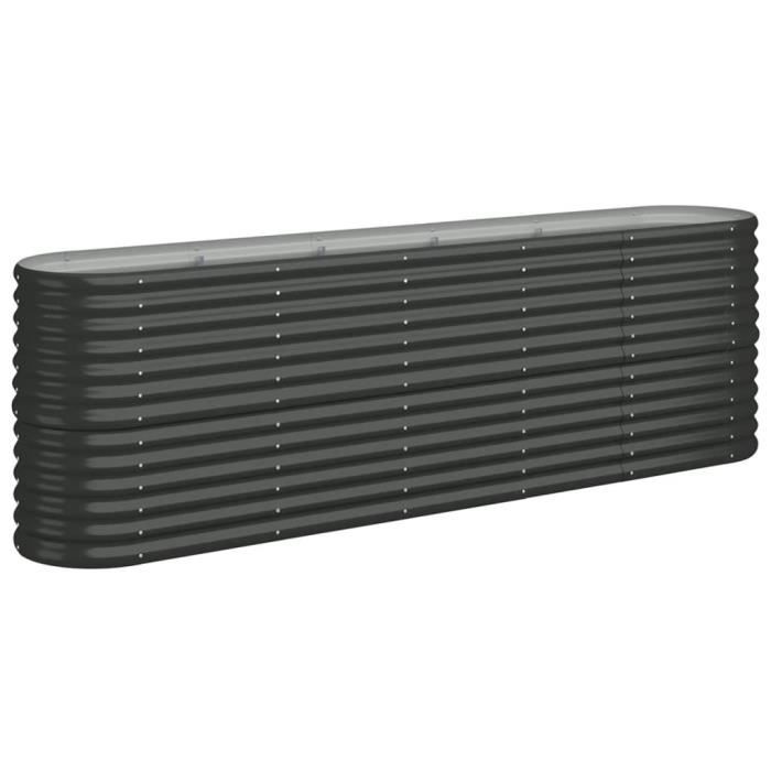 Grande Jardinière Sur Pieds En Acier Anthracite 224x80x68 Cm – Potager Surélevé Idéal Balcon & Jardin